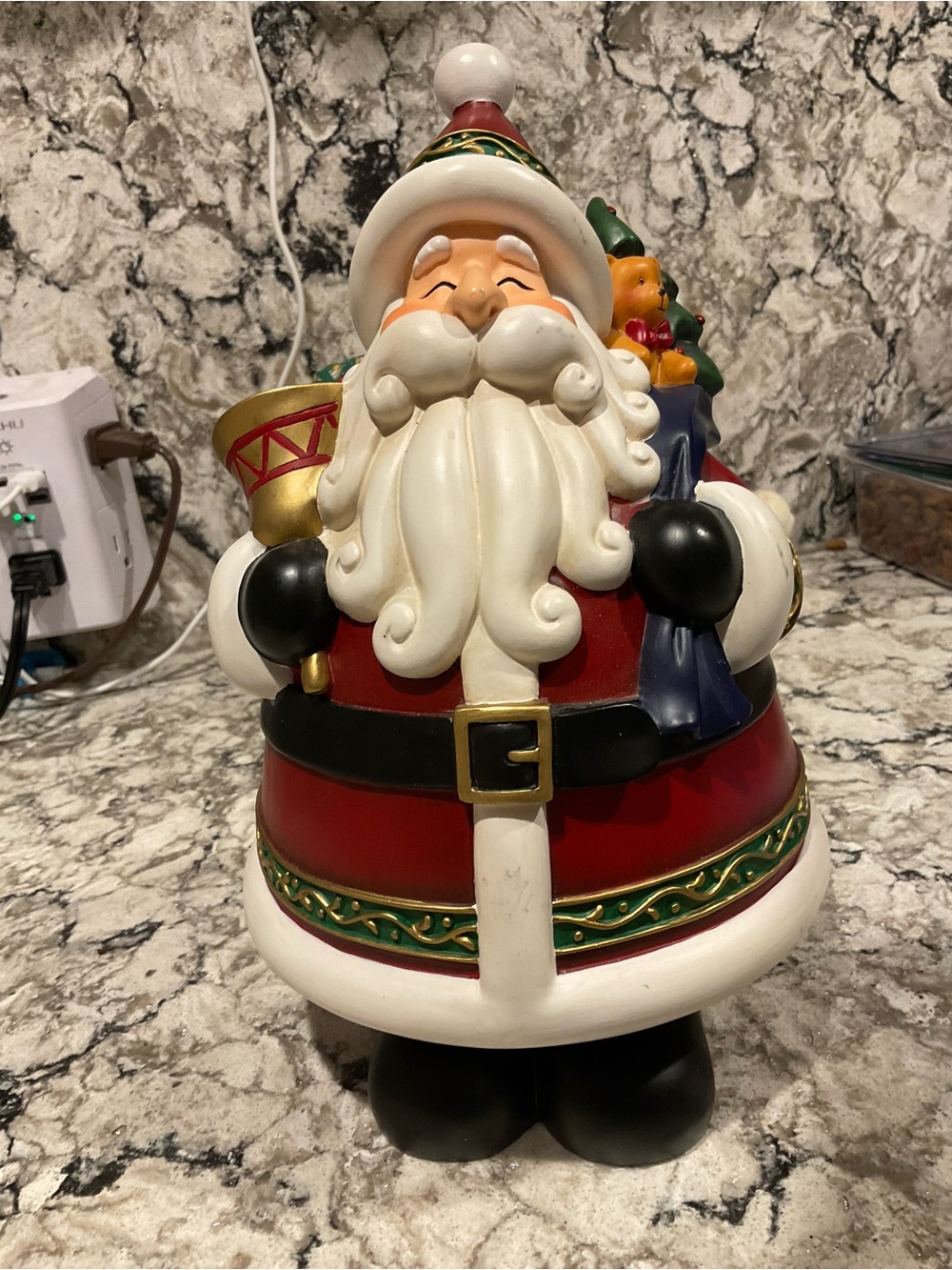 BP-COSTCO DECORATIVE Red Santa Holiday Figurine with White Trim